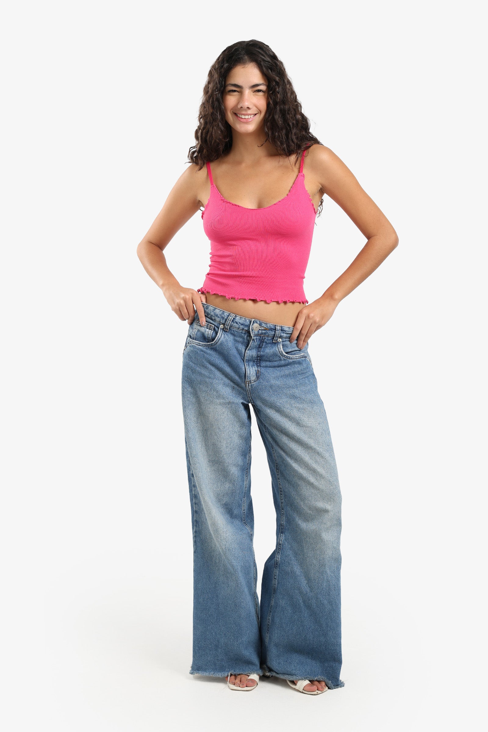Plunge Ruffled Neck Top