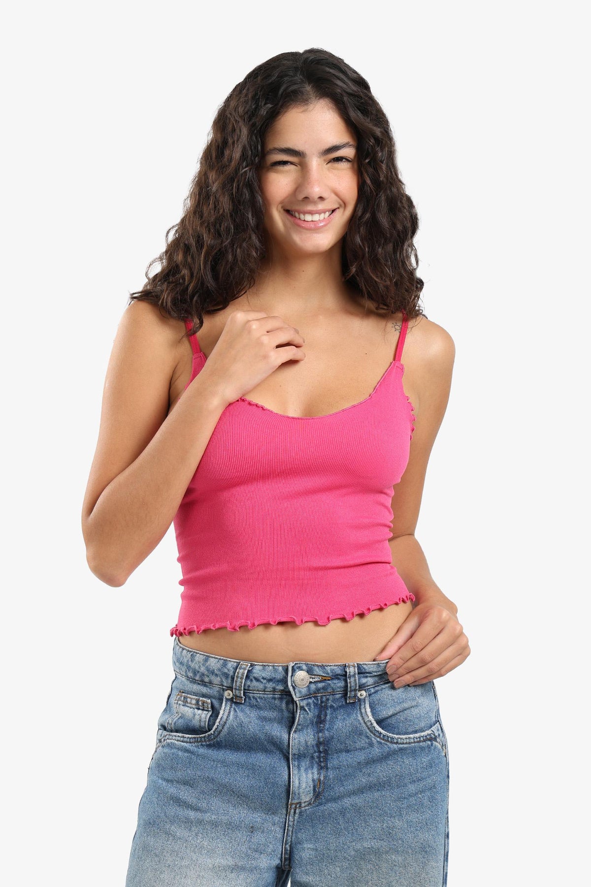 Plunge Ruffled Neck Top