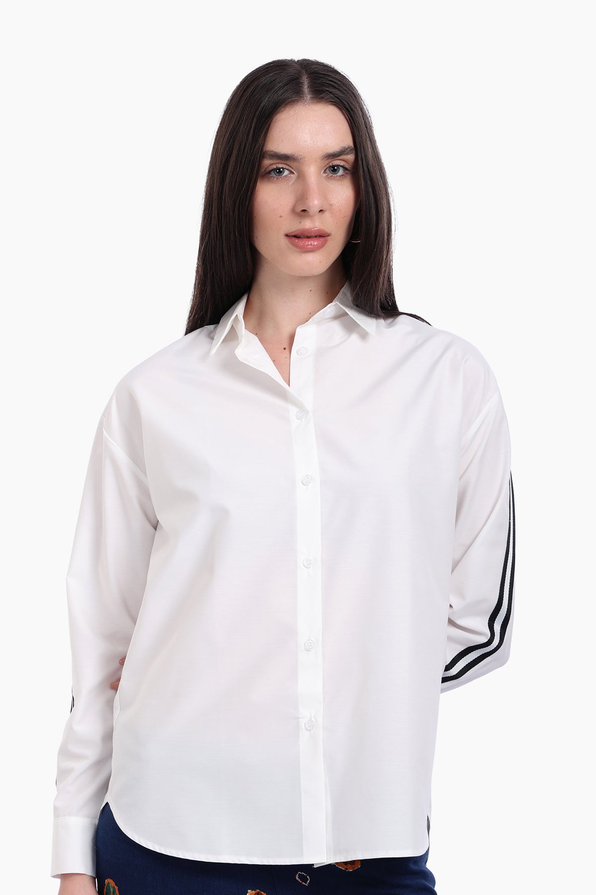 Shirt with Striped Black Sleeves