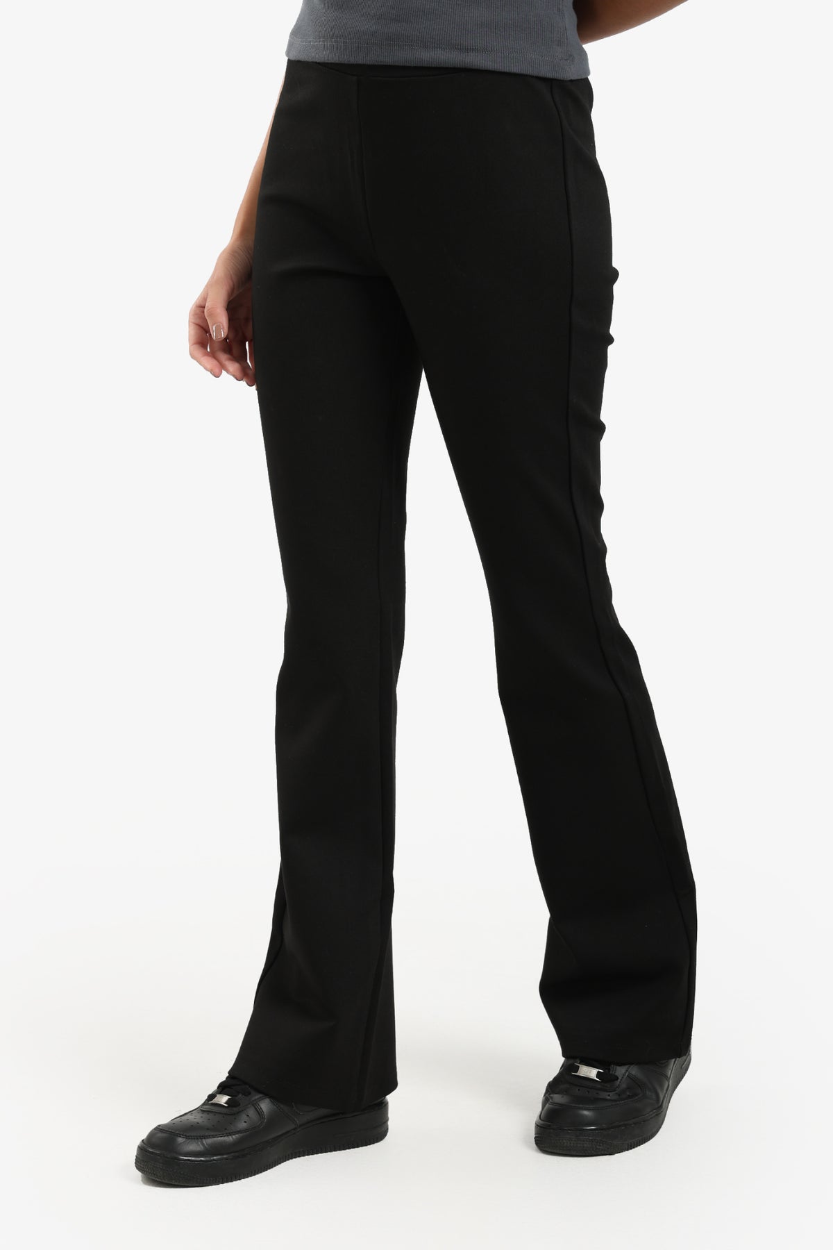 Black Cotton Blend Pants