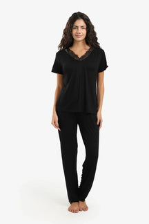 Pyjama Set with Lace Edges