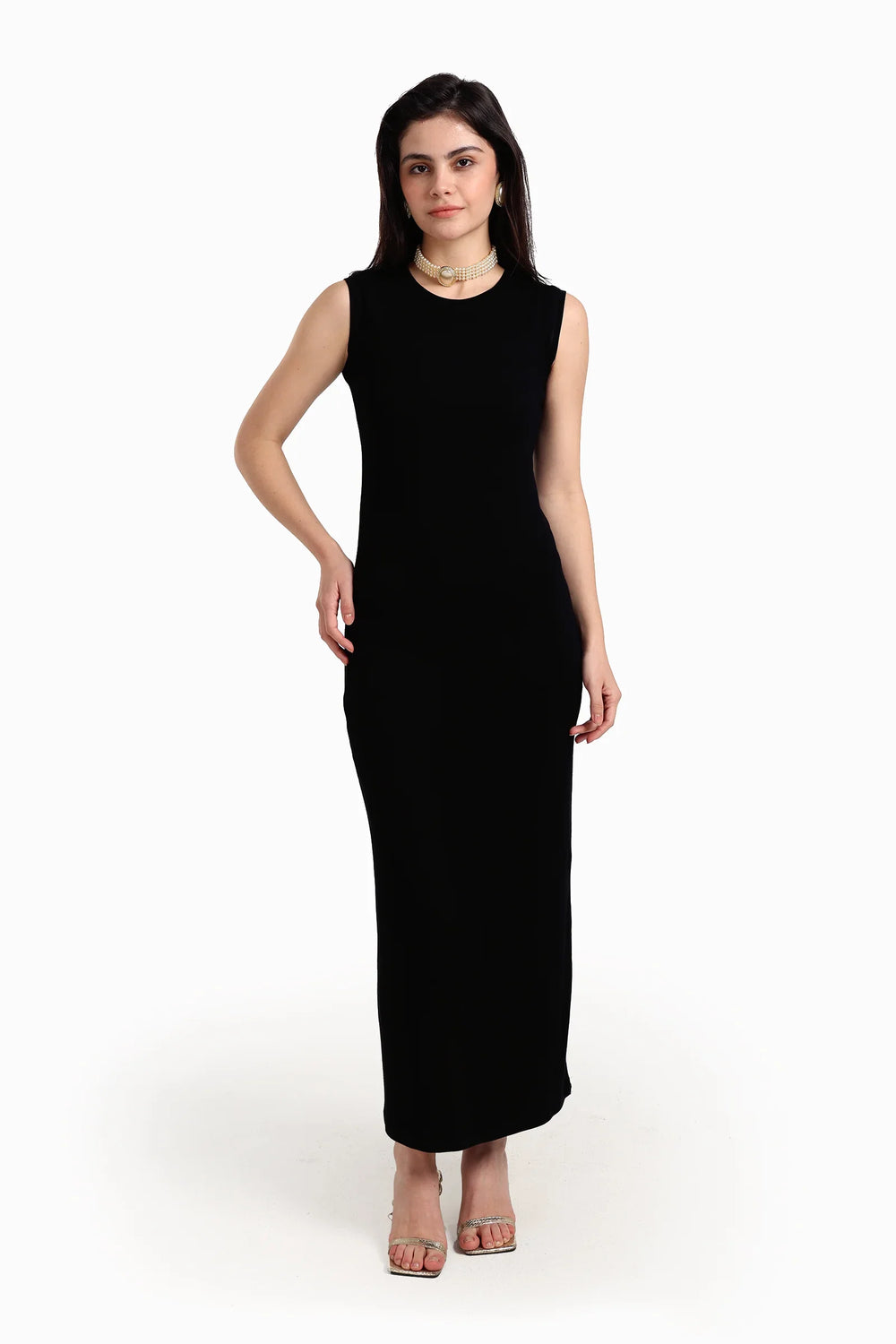 Sleeveless Dress with Back Slit