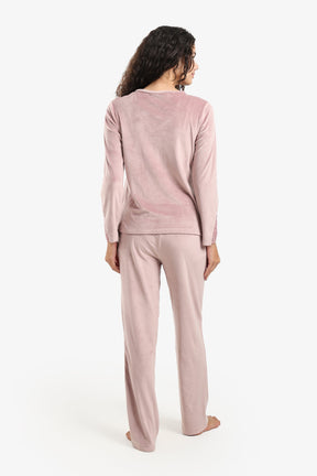 V-Neck with Lace Pyjama Set