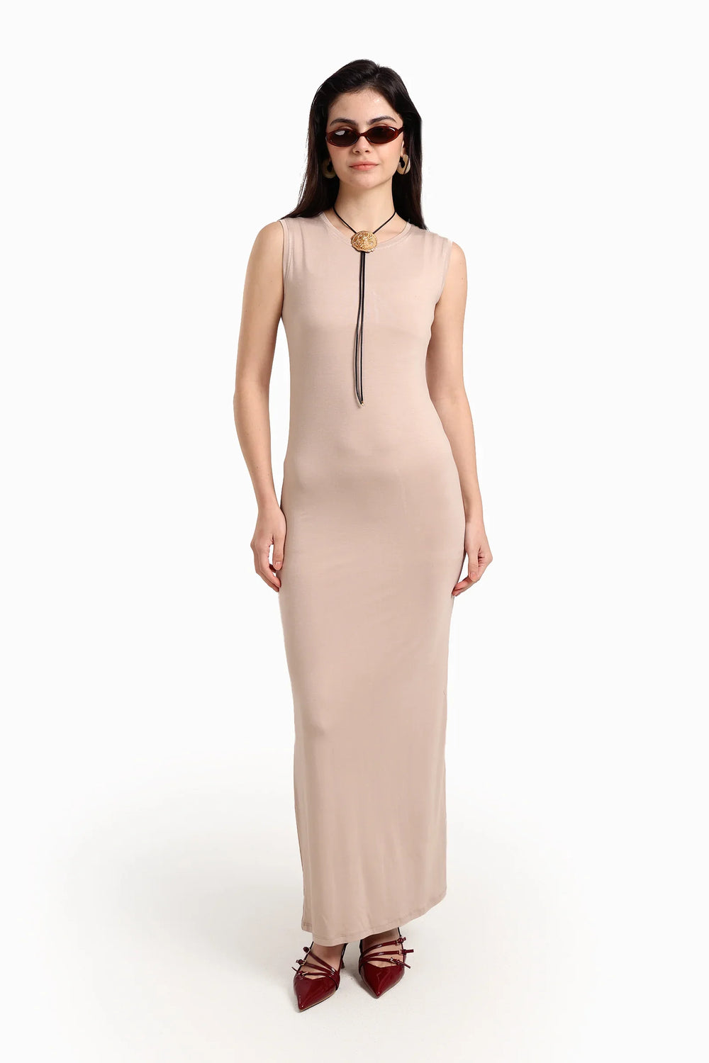 Sleeveless Dress with Back Slit
