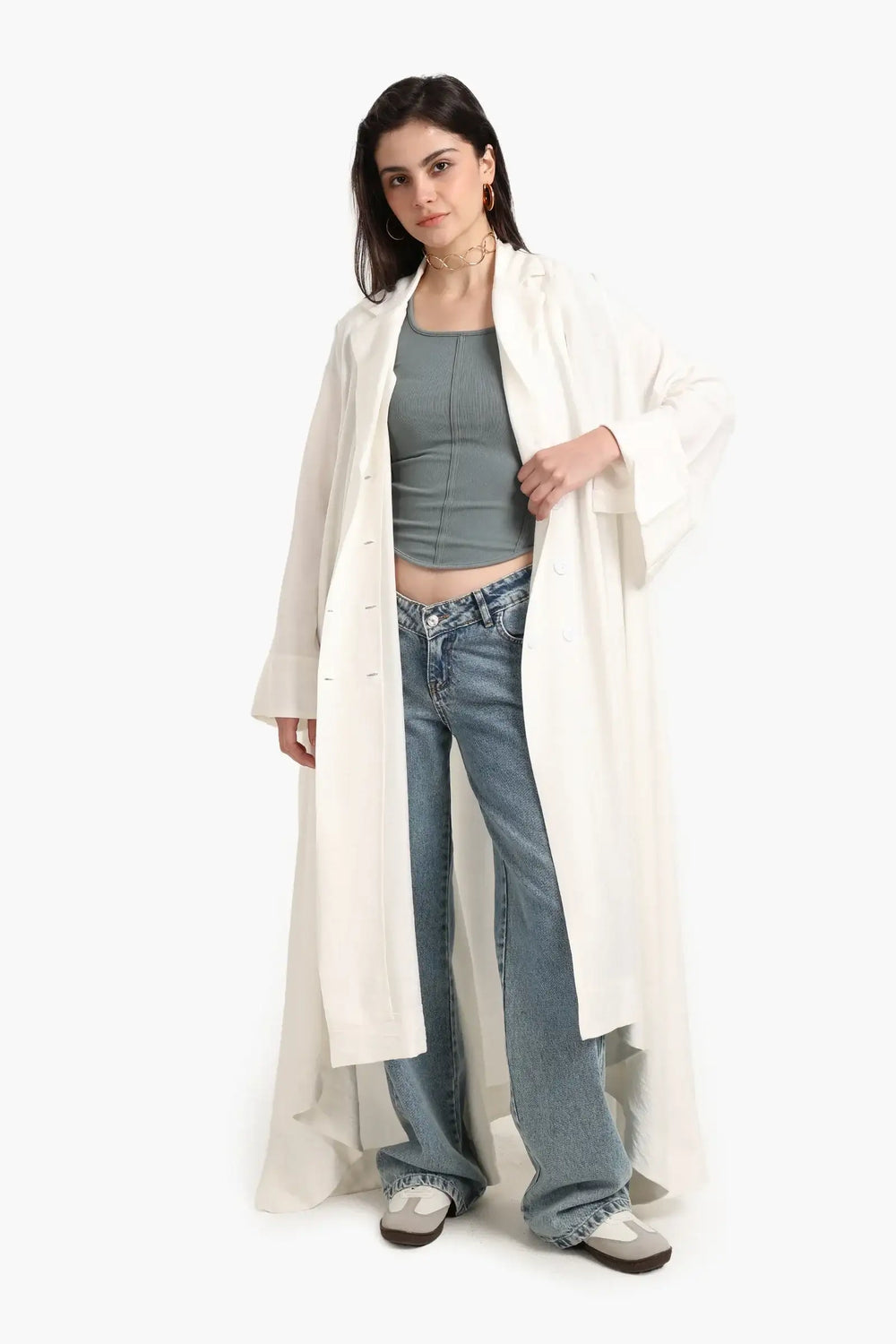 Double-Breasted Trench Cardigan