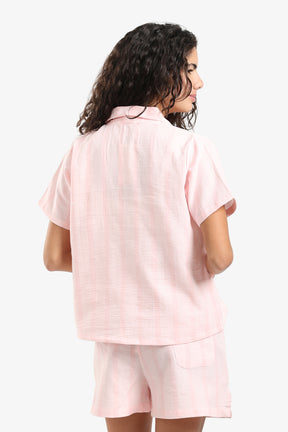 Striped Front Buttons Pyjama Set