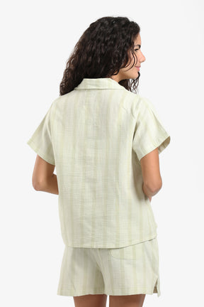 Striped Front Buttons Pyjama Set