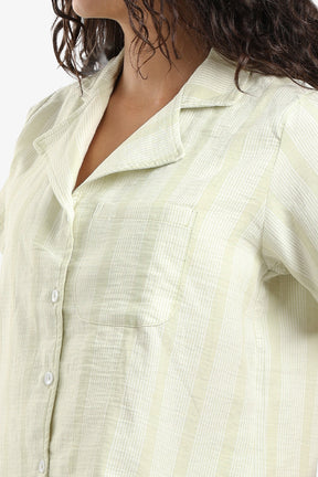 Striped Front Buttons Pyjama Set
