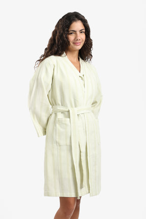 Striped Belted Cotton Robe