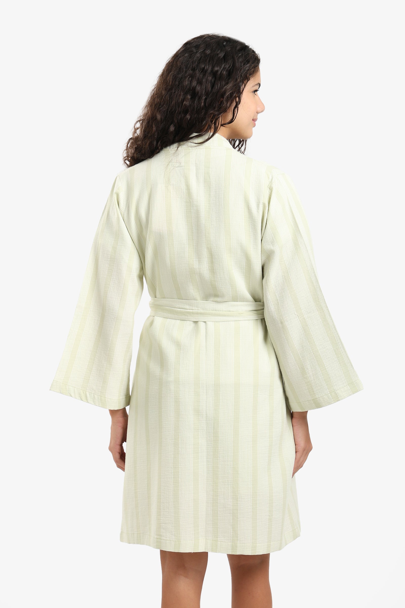 Striped Belted Cotton Robe