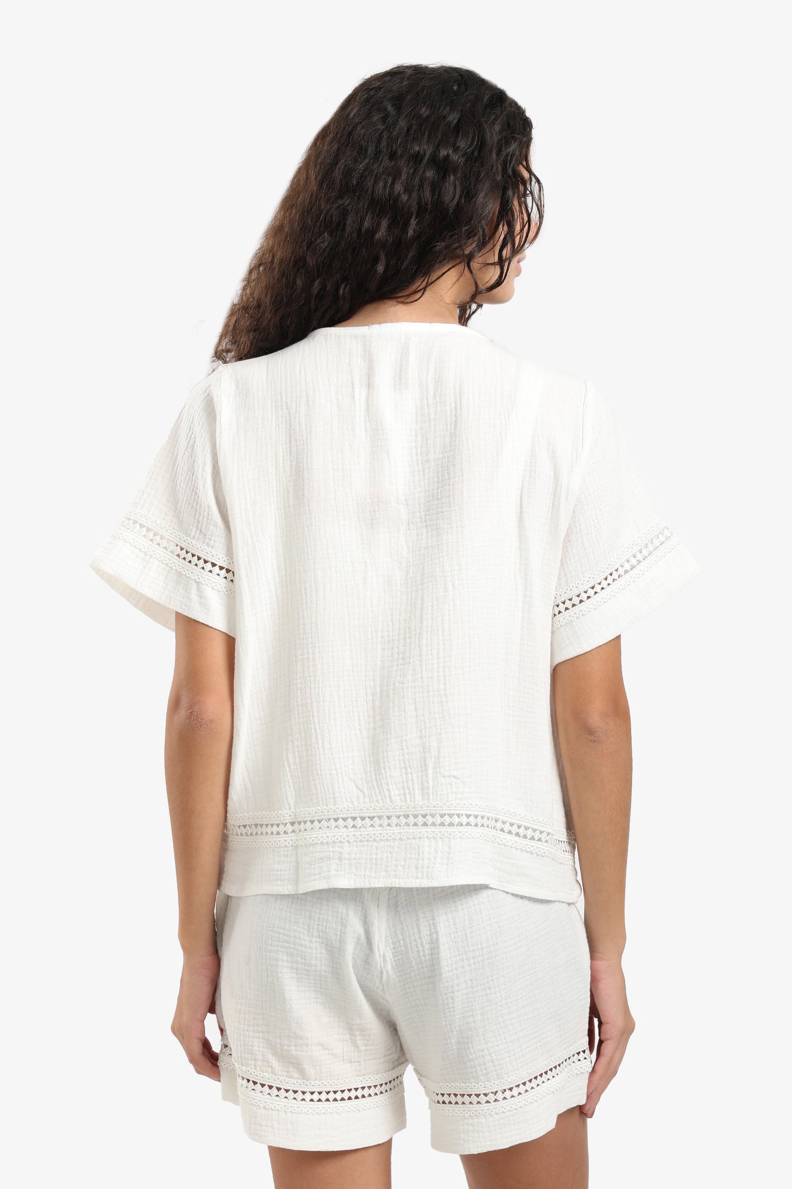 Lace-Up Cotton Pyjama Set