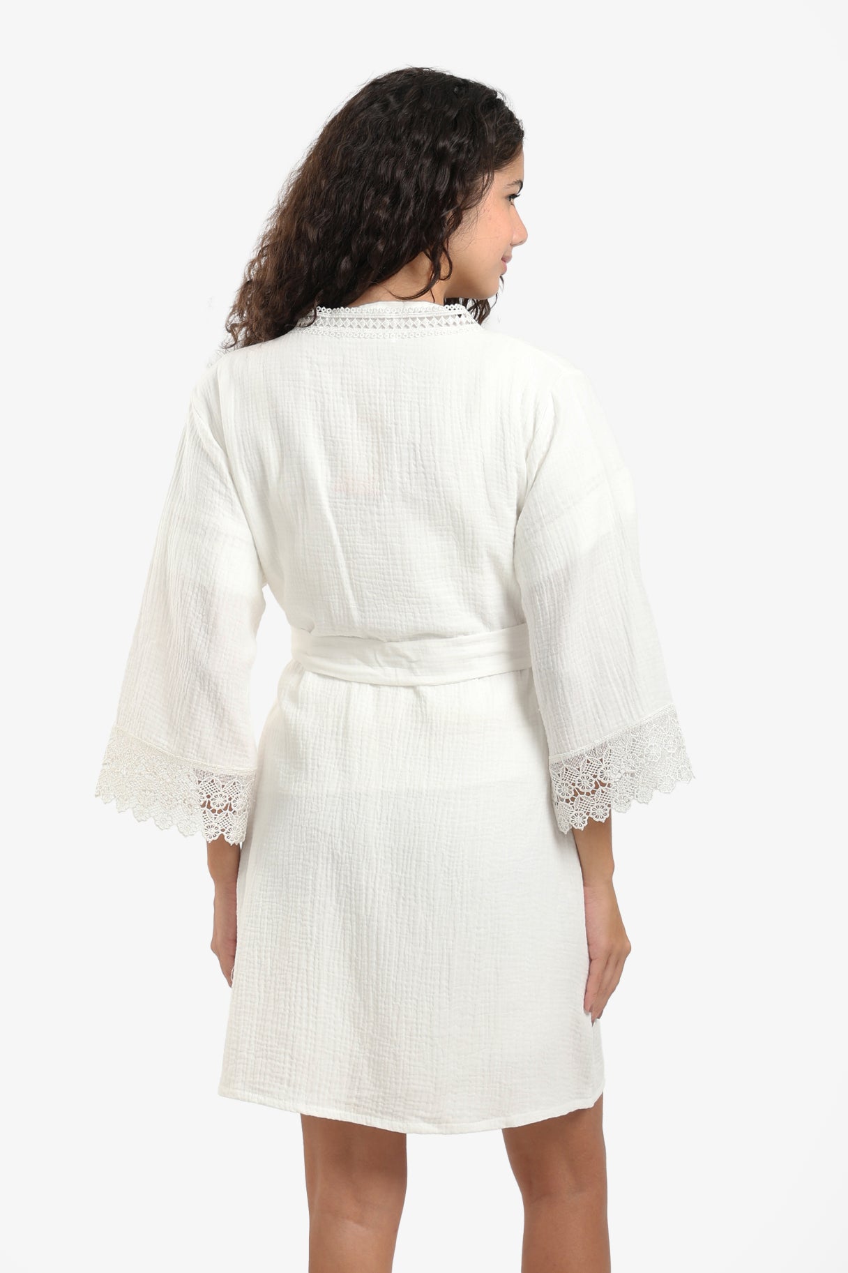Lace Trim Cotton Pyjama Robe