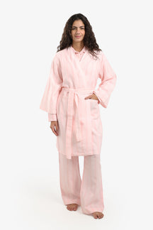 Striped Belted Cotton Robe