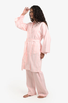 Striped Belted Cotton Robe
