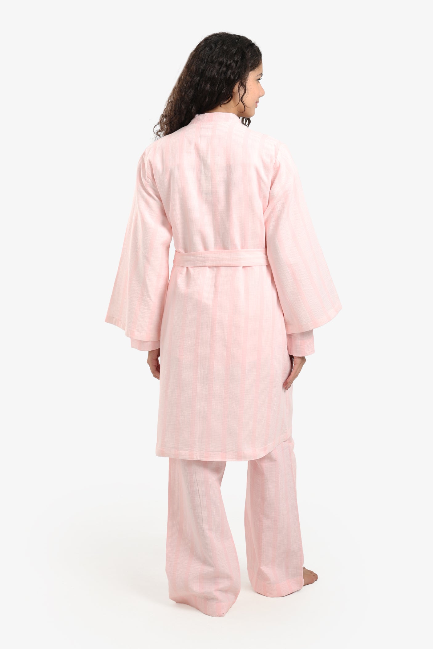Striped Belted Cotton Robe