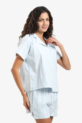 Striped Front Buttons Pyjama Set
