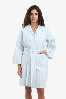 Striped Belted Cotton Robe