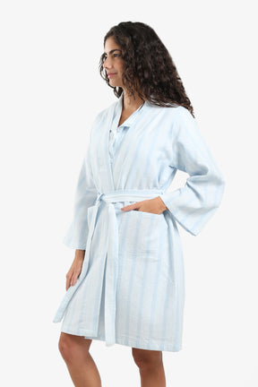 Striped Belted Cotton Robe