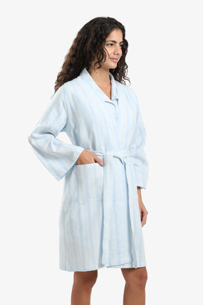 Striped Belted Cotton Robe