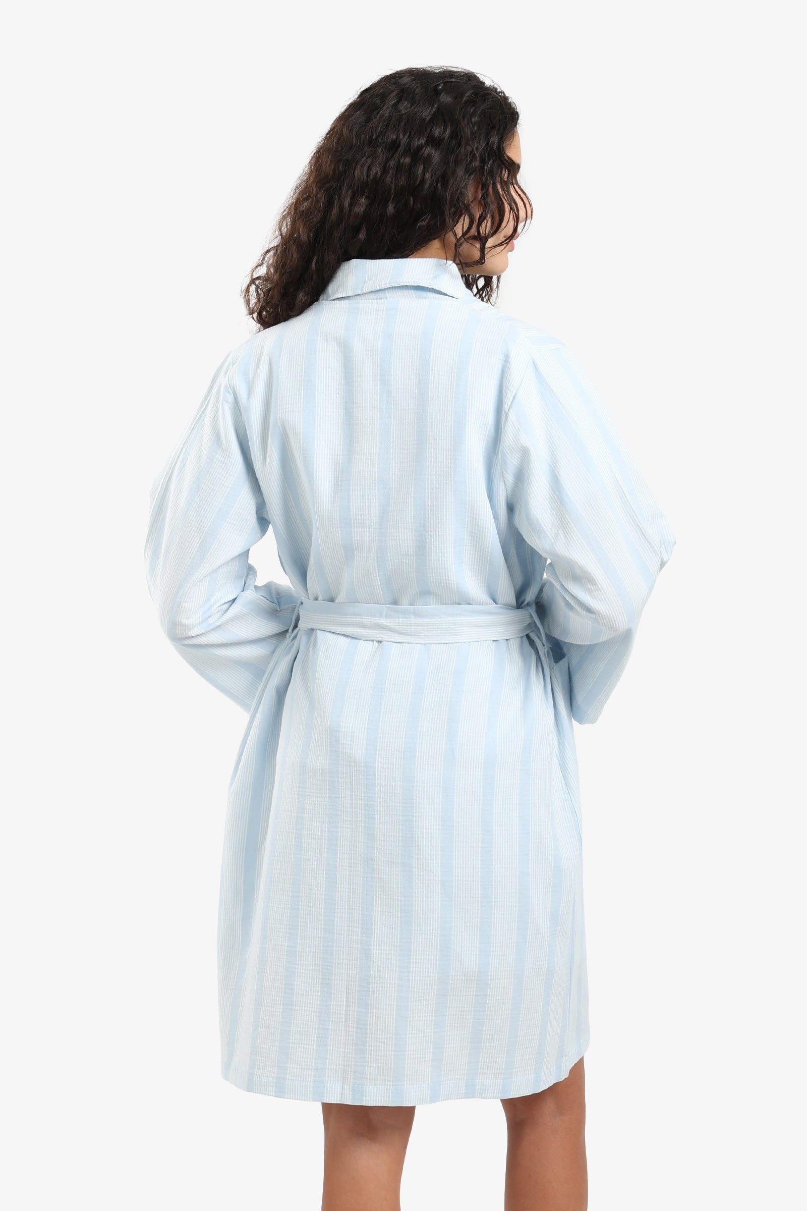 Striped Belted Cotton Robe