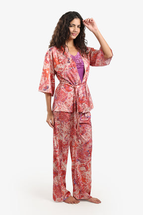 Printed Satin Pyjama Set