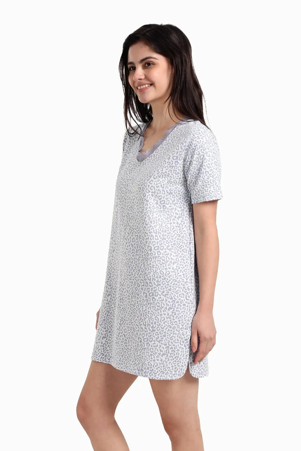 Leopard Print Short Nightgown