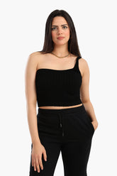 One-Shoulder Ribbed Crop Top