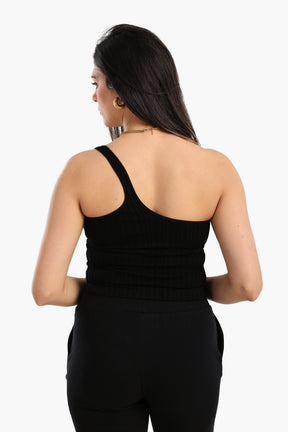 One-Shoulder Ribbed Crop Top