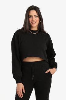 Cropped Cotton Sweatshirt