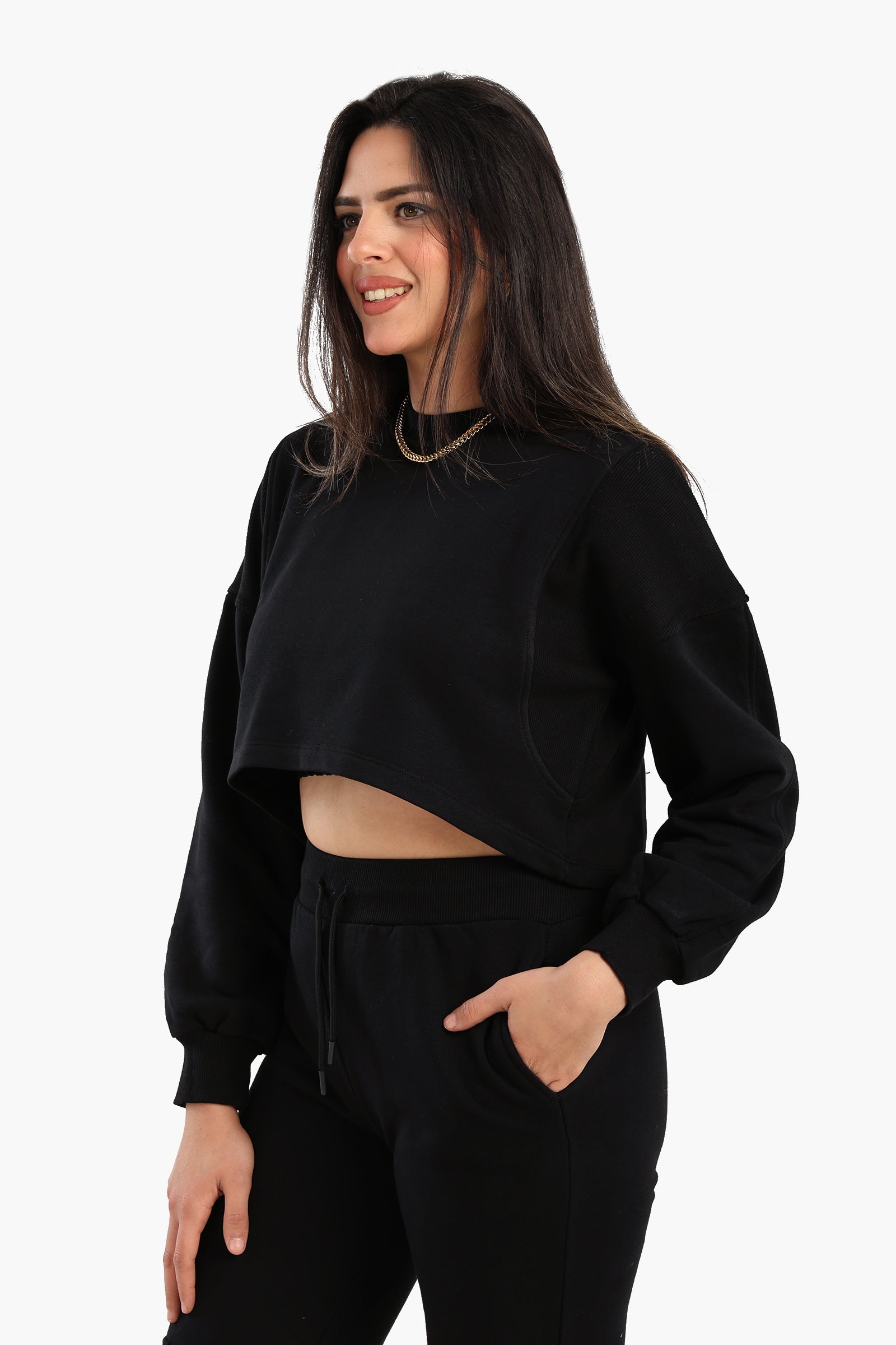 Cropped Cotton Sweatshirt