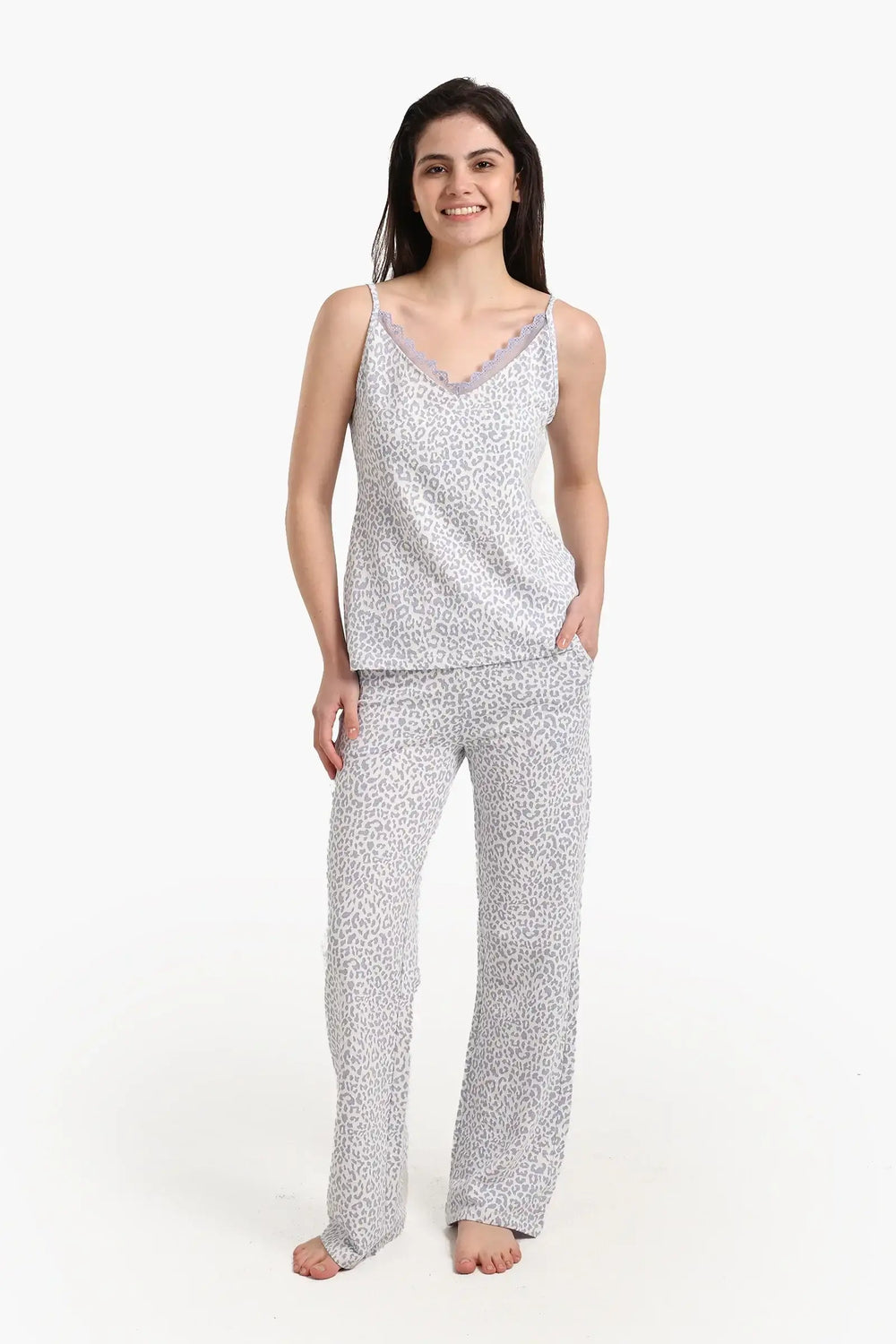 Leopard Print Lace Pyjama Set