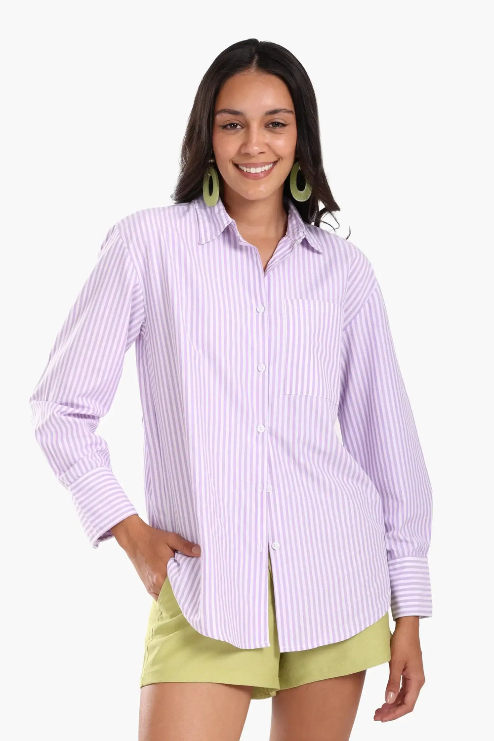 Purple Striped Button-Down Shirt