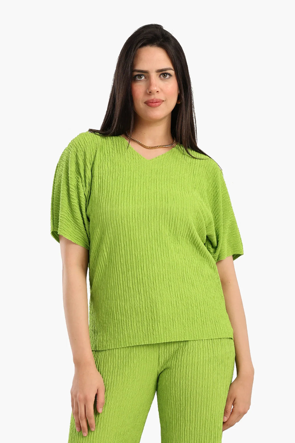 بلوزة مريحة مضلعة