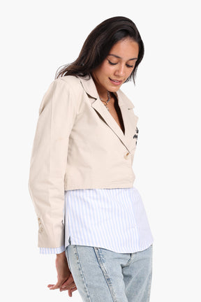 Jacket with Exposed Striped Cuffs