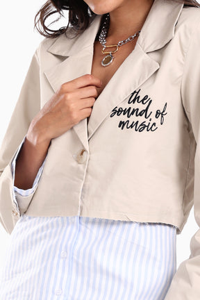 Jacket with Exposed Striped Cuffs