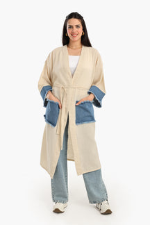 Voile & Denim Contrast Kimono