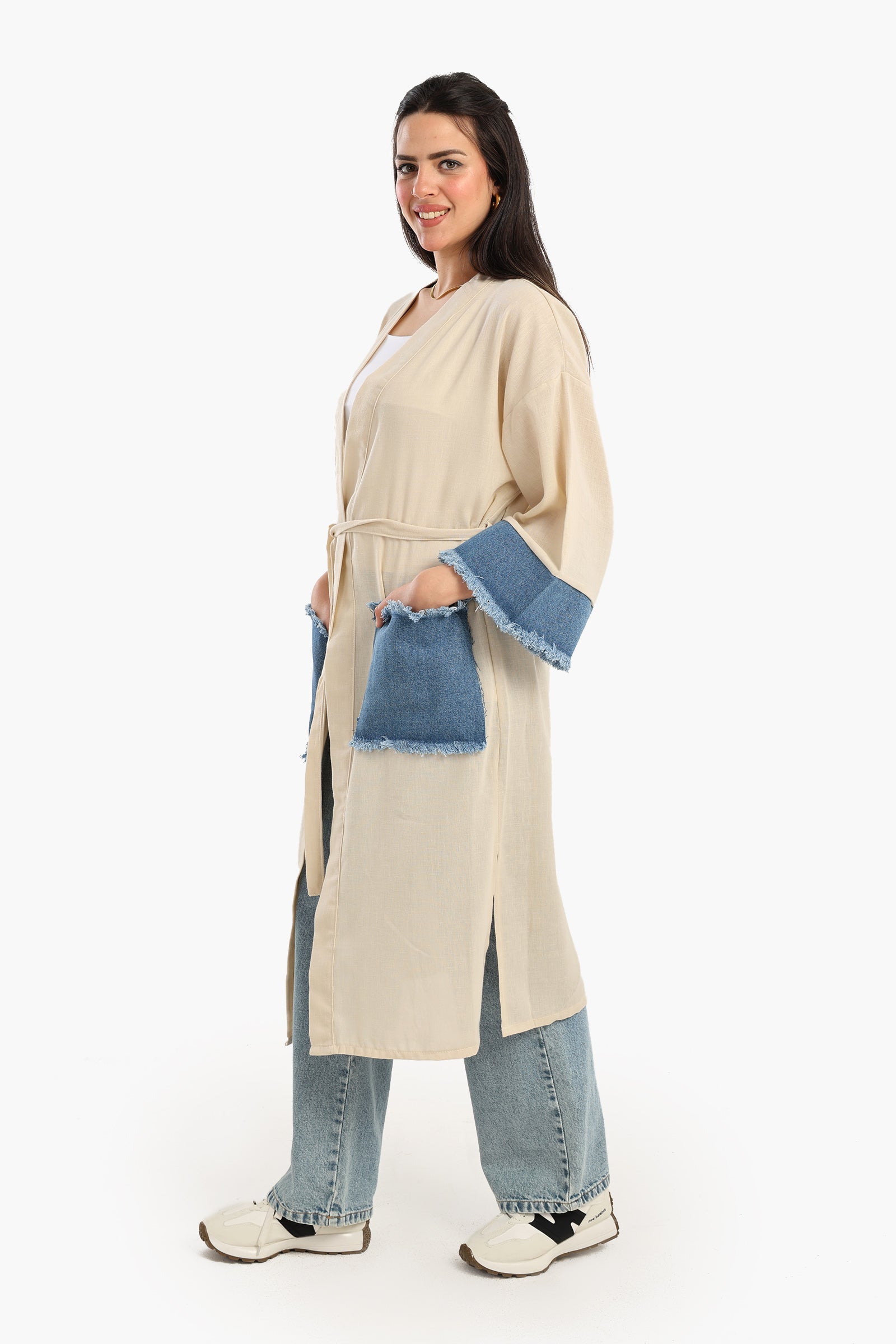 Voile & Denim Contrast Kimono