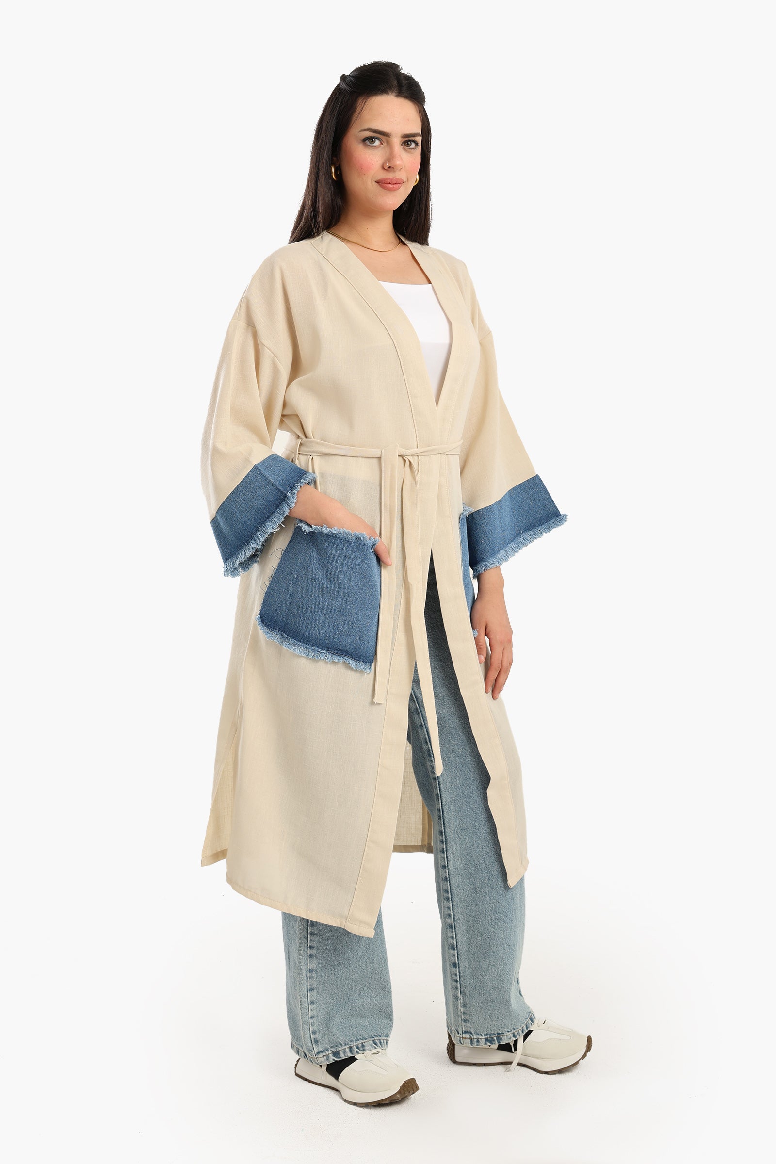 Voile & Denim Contrast Kimono