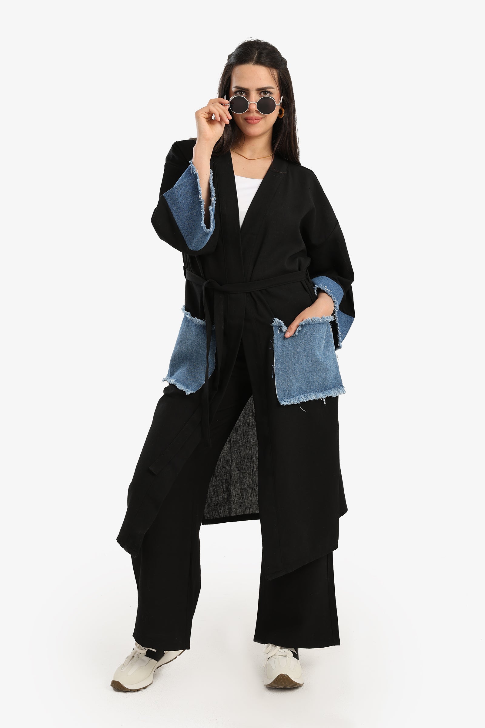 Voile & Denim Contrast Kimono