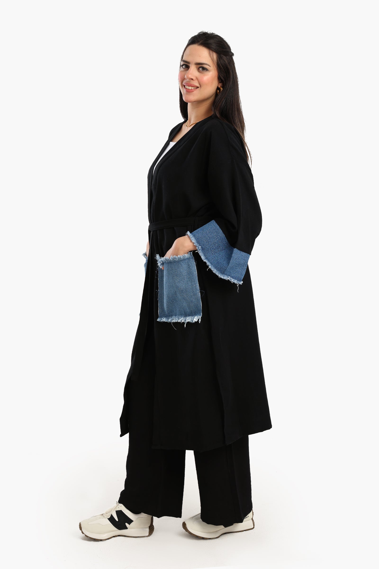 Voile & Denim Contrast Kimono