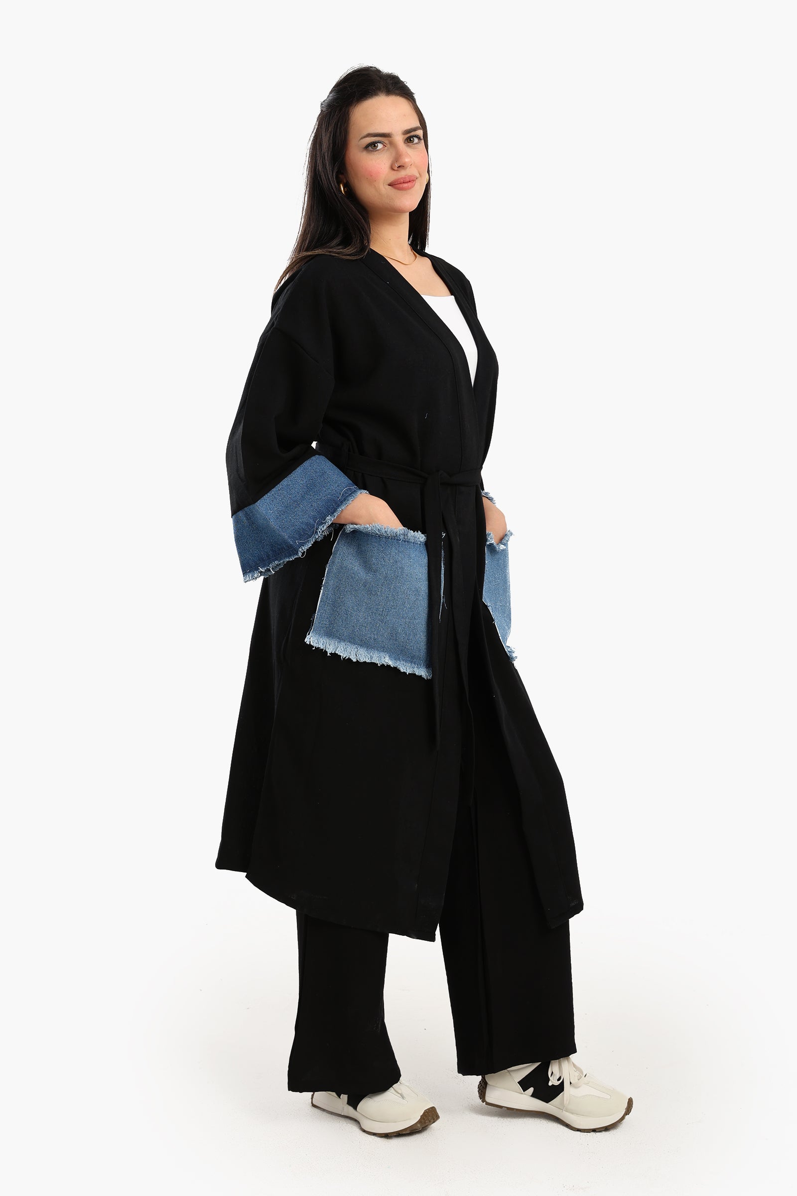 Voile & Denim Contrast Kimono