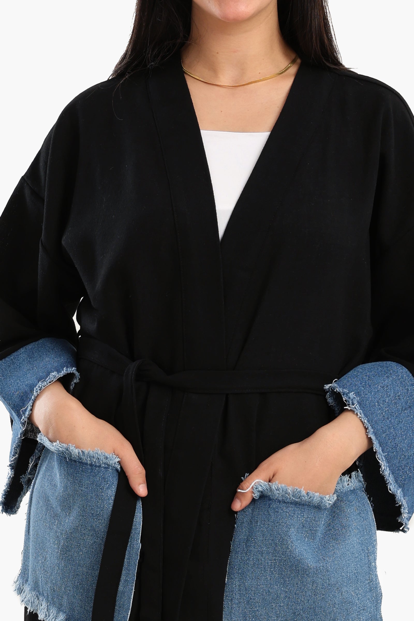 Voile & Denim Contrast Kimono