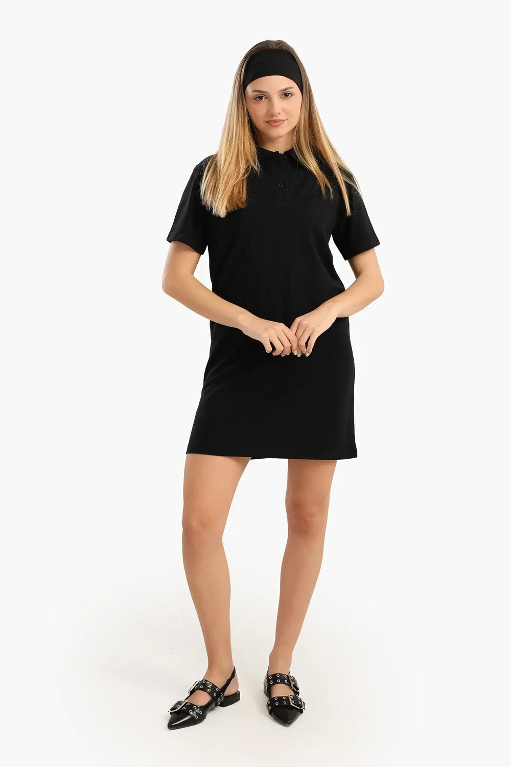 Cotton Collared Short Dress