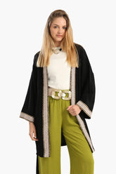 Ribbed Kimono with Embroidery