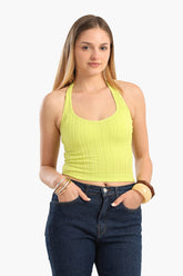 Halter Neck Ribbed Crop Top