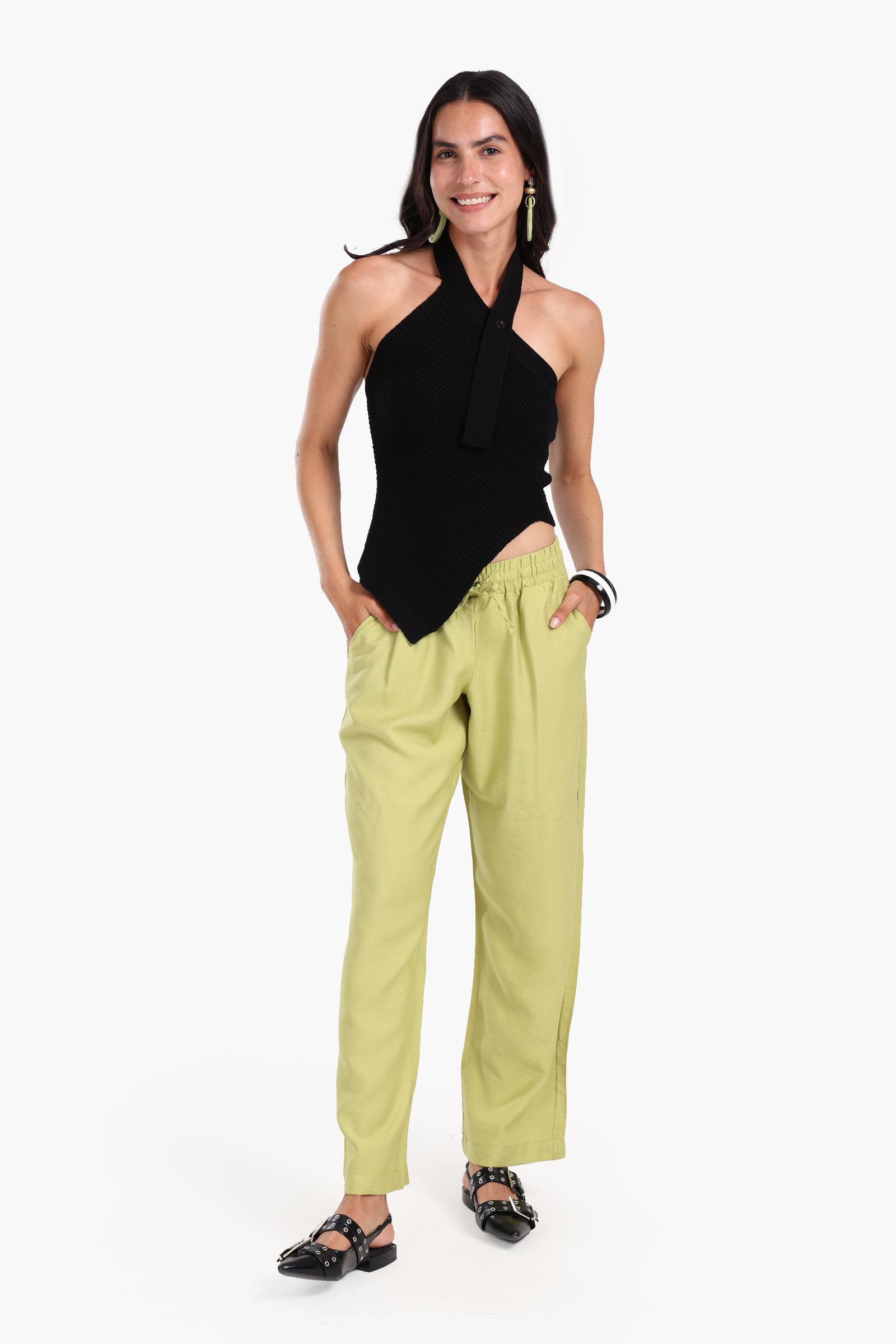 Asymmetrical Knitted Halter Top