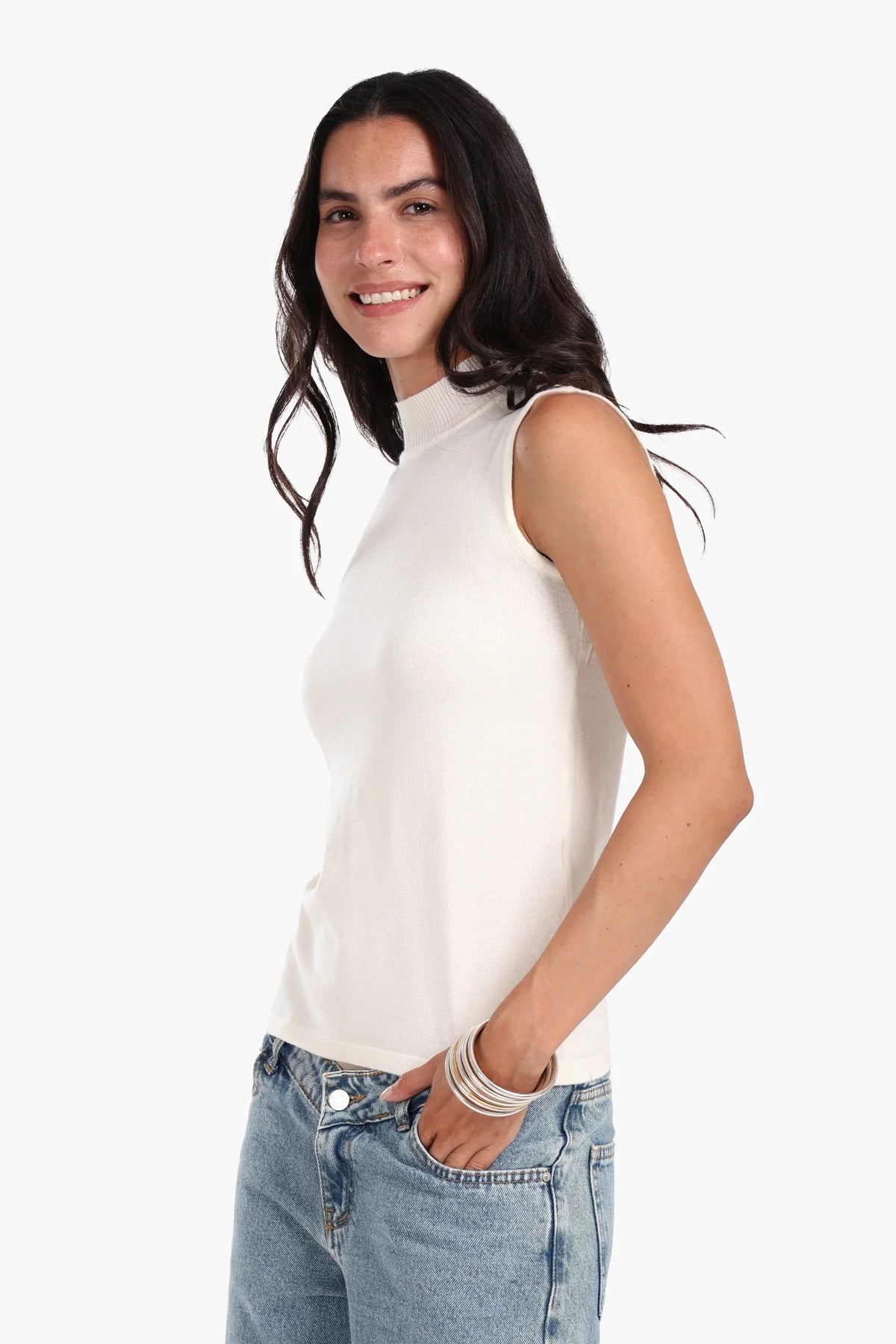 High Neck Sleeveless Pullover