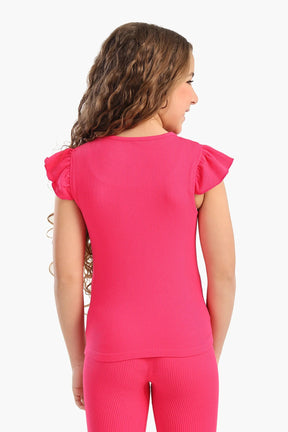 Girly Ribbed Ruffle Top