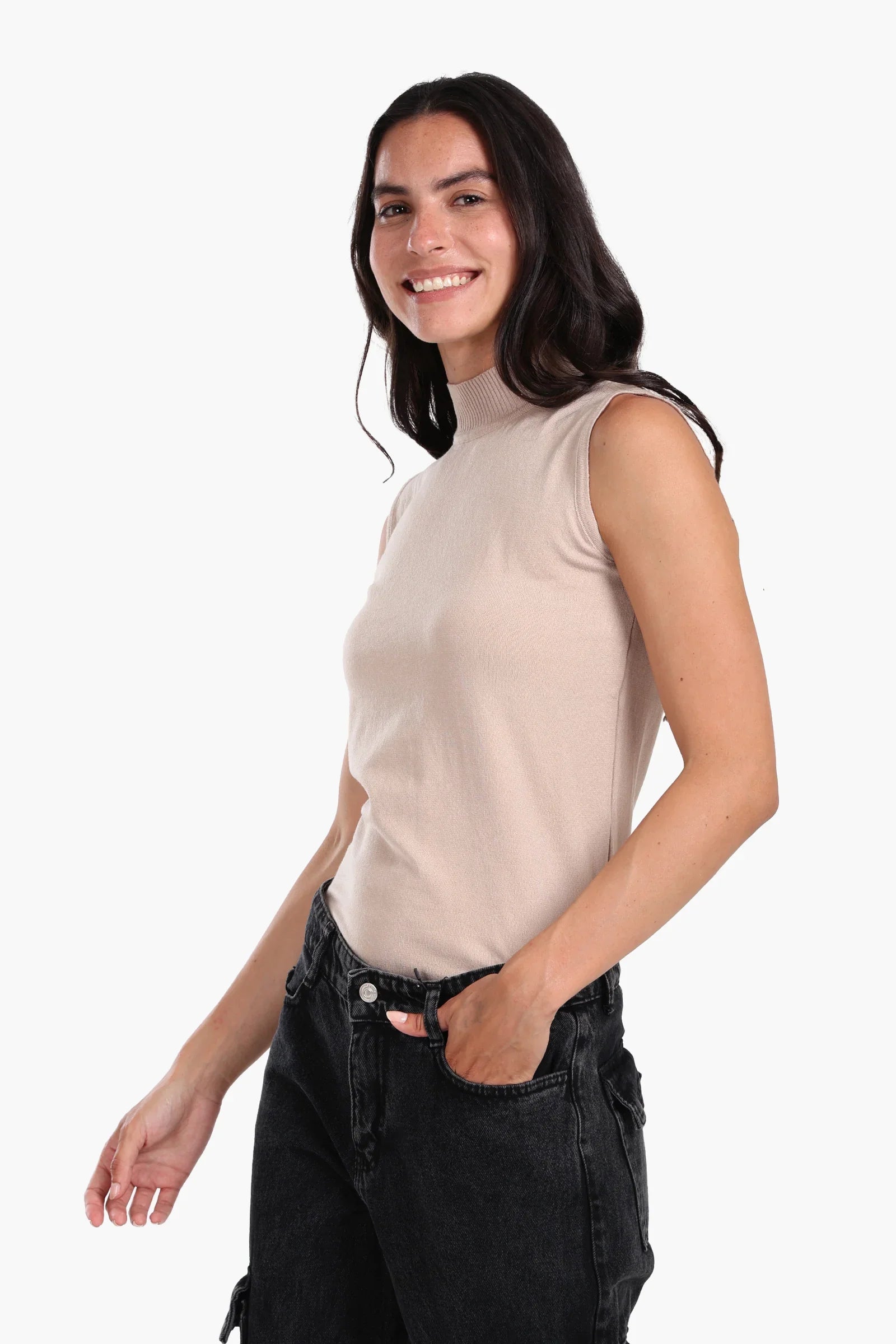 High Neck Sleeveless Pullover