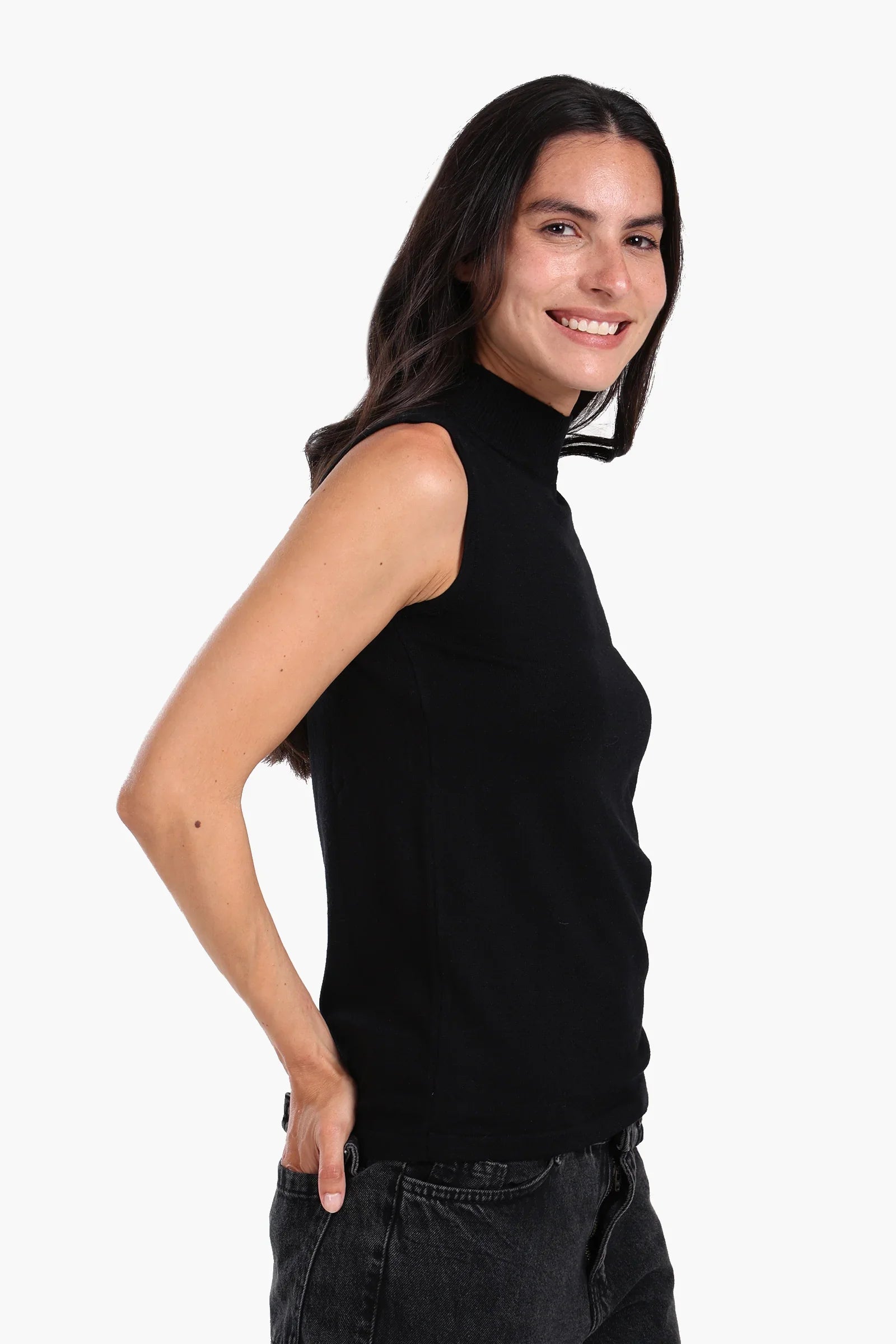 High Neck Sleeveless Pullover